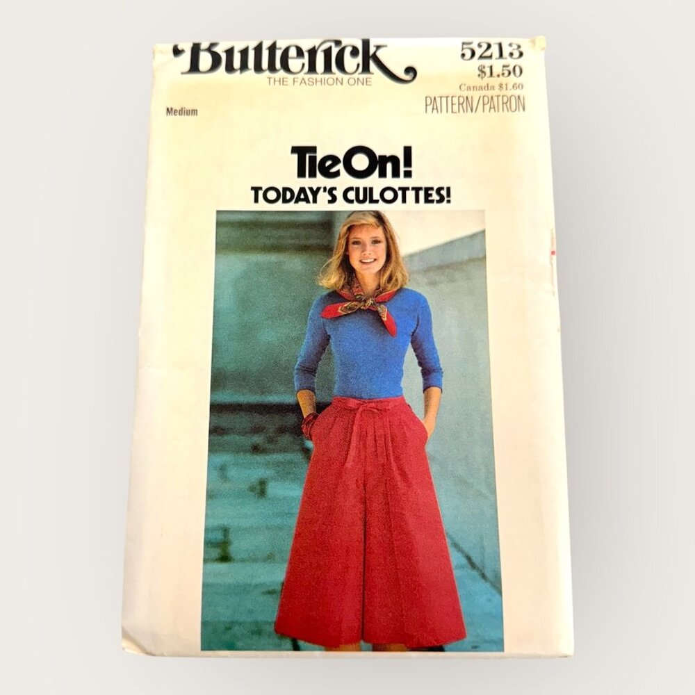 Vintage Butterick Sewing Pattern 5213 Misses Culottes Size Medium